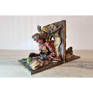 Moose Book‎ Ends Porcelain Cabin Deco Funny Nautical